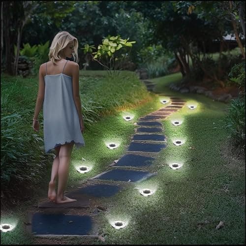 INCX Solar Ground Lights,16 Pack Solar Lights Outdoor Waterproof, Solar Garden Lights Landscape Lighting for Patio Pathway Lawn Yard Deck Driveway Walkway, Cold White thumbnail 4
