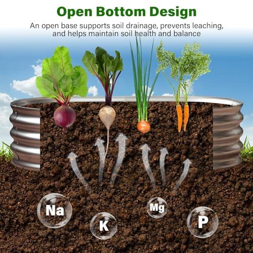 Eclaron Galvanized Raised Garden Bed for Outdoor: 4X2X1ft Durable Metal Vegetable Plant Container Kit - Oval Planter Box for Gardening Flower Trough thumbnail 5