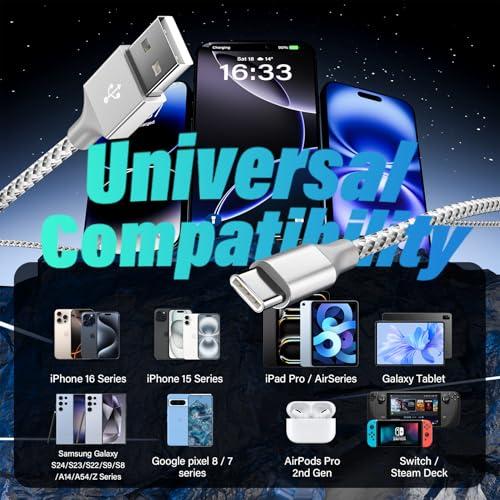 SwaggWood Car Carplay for iPhone 17/16/15 Charger Cord 2Pack [3FT+6FT] Charging Cord,USB A to USB C Charging Cable for CarPlay USBC Cord for iPad Pro 12.9/11, Air 5th/4th Gen thumbnail 7