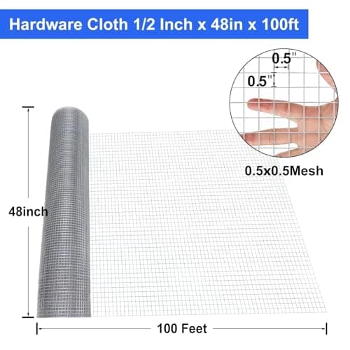Land guard 19 Gauge Hardware Cloth, 1/2 inch 48inch×100ft Chicken Wire Fence, Galvanized Welded Cage Wire Mesh Roll Supports Poultry Netting Cage Fence………