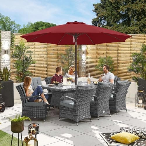 ABCCANOPY 9FT Outdoor Patio Umbrella, 8 Ribs Table Umbrella w/Crank for Easy Set Up, Suitable for Garden, Lawn, Deck & Backyard (Burgundy) thumbnail 3