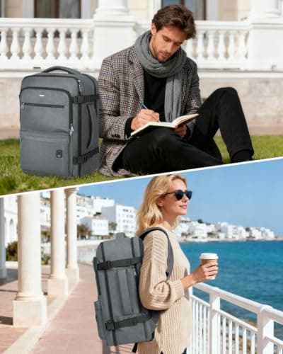 WANDF Personal Item Travel Bag 18x14x8, Carry On Laptop Backpack（Grey） thumbnail 2