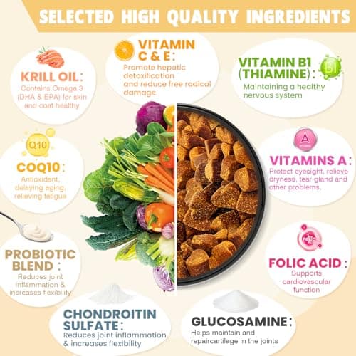 Miniatura de Vitaminas y Suplementos 24 en 1 para Perros (200 Masticables) - Soporte Integral: Piel, Articulaciones, Digestión, Inmunidad - Con Condroitina, Probióticos, Omega-3 y Glucosamina - Sabor Pollo 3