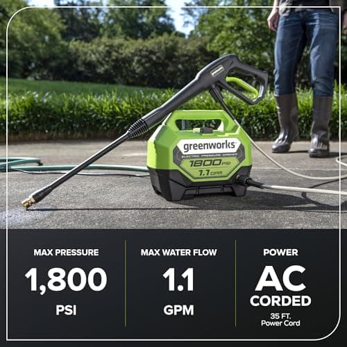 Greenworks 1800 PSI (1.1 GPM) Electric Pressure Washer PWMA Certified
