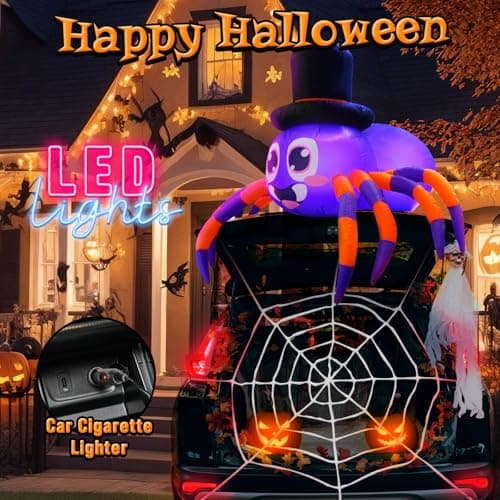 Halloween Trunk or Treat Car Decorations Kit Inflatable Spider with LEDs thumbnail 2