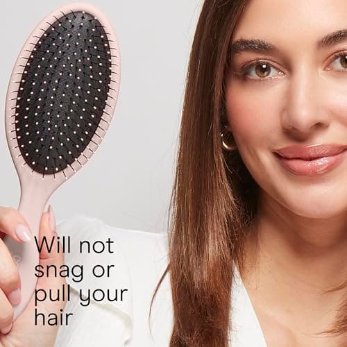Conair Detangling Hair Brush Set, 3-Pack Detangler Brushes for Wet or Dry Hair, Gentle Detangler for All Hair Types, Bristle Hair Brushes for Women, Evergreen, Blush Pink, Black As thumbnail 5