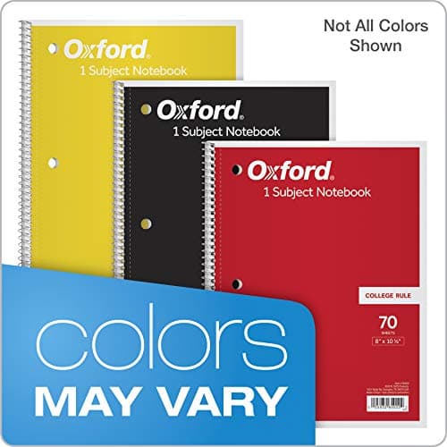 Oxford Spiral Notebook 6 Pack, 1 Subject, College Ruled Paper, 8 x 10-1/2 Inch, Color Assortment Design May Vary (65007) thumbnail 5