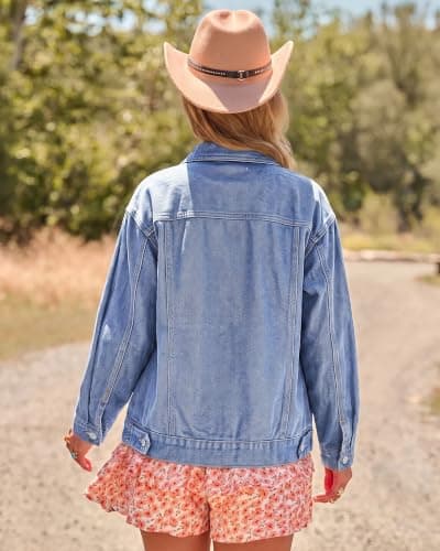 Miniatura de Chaqueta de mezclilla oversized para mujer Luvamia 2