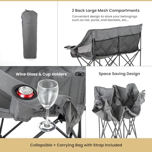 ARROWHEAD OUTDOOR Portable Folding Double Duo Camping Chair Loveseat thumbnail 5