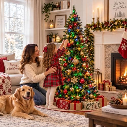 Miniatura de Árbol de Navidad Artificial Garvee de 1.8 m con Luces Duales 2