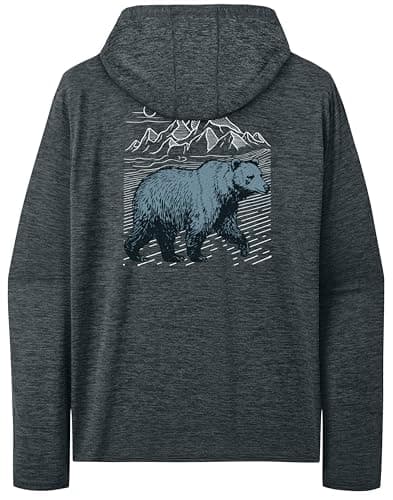 Pudolla Men's UPF 50+ Sun Protection Hoodie Lightweight Long Sleeve UV Hiking Shirts for Men Fishing Running SPF Rash Guard(Grey Large) thumbnail 7