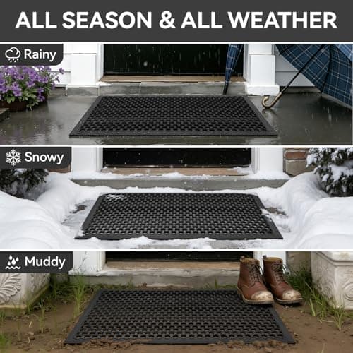 Felpudo RESARE para Exterior 17"x30" de Goma Antideslizante y Todo Clima