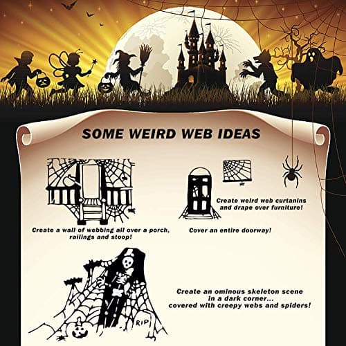 Decoraciones Telarañas Halloween ZPISF 1400 sqft con 150 Arañas Falsas Extra, Súper Elásticas para Interiores y Exteriores