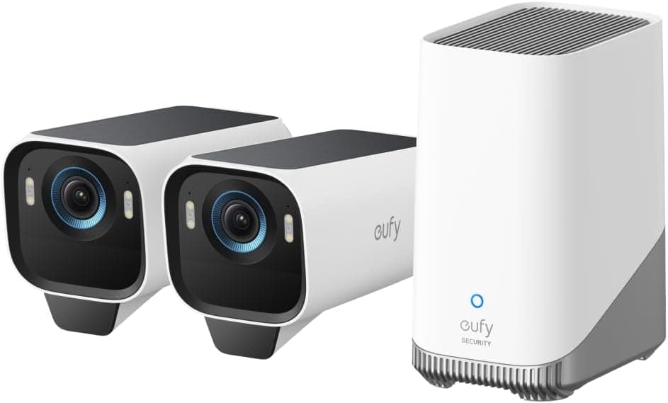 eufy Security eufyCam S3 Pro 2-Cam Kit, Solar Camera Outdoor Wireless, MaxColor Night Vision, 4K Security Camera with Solar Panel, Face Recognition AI