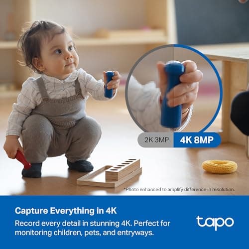 Tapo 4K Indoor Pan/Tilt Wired Security Camera - Works as a Baby Monitor, Person/Pet Detection, Facial Recognition, 360° AI Motion Tracking, Subscription-Free Local Storage or Optio thumbnail 2
