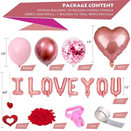 Miniatura de Kit de Globos CAKKA para San Valentín: Corazones, Oro Rosa y Pétalos 2