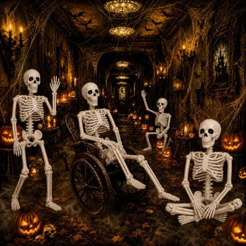 GCNBCNB Halloween Skeleton Decorations,36" Posable Human Skeleton Decorations for Halloween Party Decor, Haunted House Props Indoor Outdoor Decoration