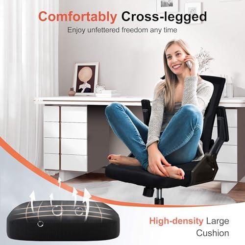 GTRACING Ergonomic Office Chair with Flip-up Armrests Executive Computer Chair for Home Office, Breathable Mesh & Comfy Lumbar Support, Black