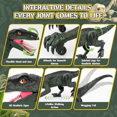 Rcfunkid Dinosaur Toys for Kids, 2.4GHz Remote Control Dinosaur with Walking, Realistic Sounds, Demo Mode, Rechargeable Jurassic Toys for 3-5, 5-7, 8-12, Birthdays, Parties, Christ thumbnail 6