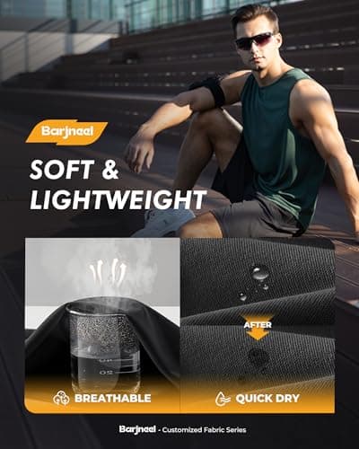 Barjneel 4 Pack Gym Mens Shorts - Basketball Athletic Shorts with Pockets Fitness Clothing Black Workout Quick Dry Shorts thumbnail 2