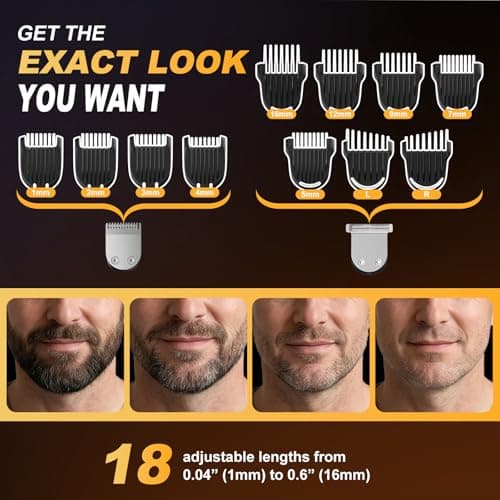 RICAF Beard Trimmer for Men,Fast Charge 4-in-1 Kit,18 Lengths,Gift for Men | Waterproof Mustache Grooming Kit, Rechargeable Beard Hair Nose Ear & Body Trimmer, Face Shaver, gift for men,husband & fath