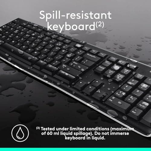 Logitech MK270 Wireless Keyboard and Mouse Combo for Windows, 2.4 GHz Wireless, Compact Mouse, 8 Multimedia and Shortcut Keys, 2-Year Battery Life, for PC, Laptop - Black thumbnail 8