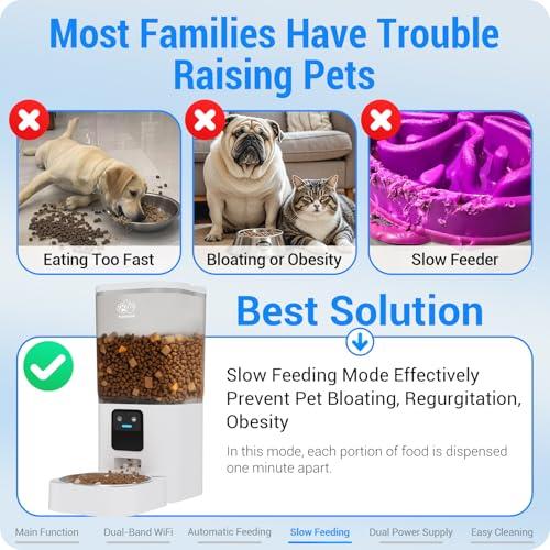 Automatic Cat Feeder with 5G WiFi: Automatic Dog Feeder with Slow Feed & Smart APP Control, 7L Timed Auto Cat Food Dispenser with Alexa for Pets, Detachable for Easy Cleaning - 29 