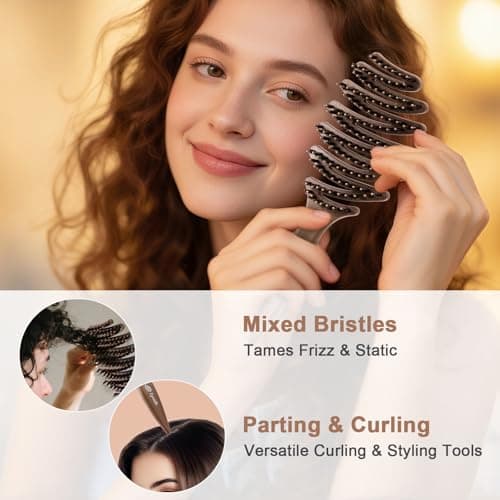 Lynnieëlle Boar Bristle Flexi Detangler Brush, Hair Brushes for Women | Extra Gentle on Sensitive Scalp, Wet & Dry Use for Fine Hair, Vented Brush for Women, Men & Kids - A Great Gift thumbnail 3