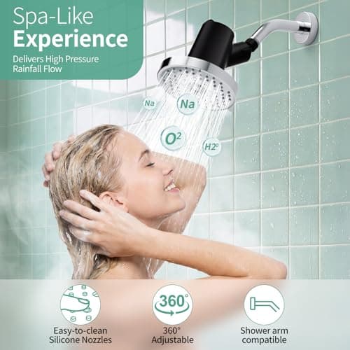 SR SUN RISE 5.5 Inch Filtered Shower Head with Filters,6 Spray Modes,Chrome thumbnail 8