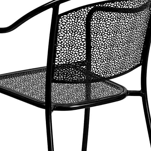 Flash Furniture Oia 5-Piece Commercial Grade Steel Patio Table and Chairs Set, Outdoor Dining Set with Square Table and 4 Round Back Chairs, Black thumbnail 7