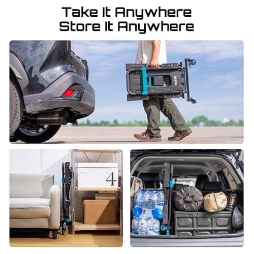 SEESII Foldable Dolly Cart with Folding Basket, 330 lbs Max Capacity Portable Hand Cart, 2-in-1 Heavy Duty Folding Hand Truck with Adjustable Retractable Handle for Moving, Deliver thumbnail 6