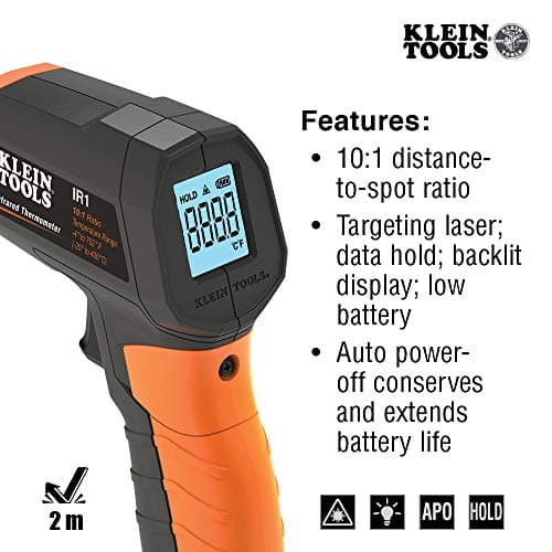 Klein Tools IR1 Infrared Thermometer, Digital Laser Gun is Non-Contact Thermometer with a Temperature Range -4 to 752-Degree Fahrenheit thumbnail 3