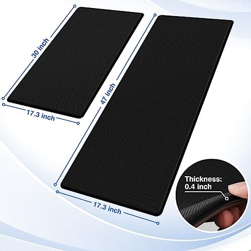 StepRite Kitchen Mats, 2PCS Kitchen Rugs, Cushioned Anti Fatigue Kitchen Mats for Floor, Non-Slip Standing Desk Mat, Waterproof Kitchen Rug Set for Kitchen, Floor, Office, 17.3"x30 thumbnail 2