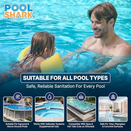 Pastillas de Cloro Pool Shark para Albercas | 3 Pulgadas, 25 Lbs | 90% Cloro Activo, Disolución Lenta