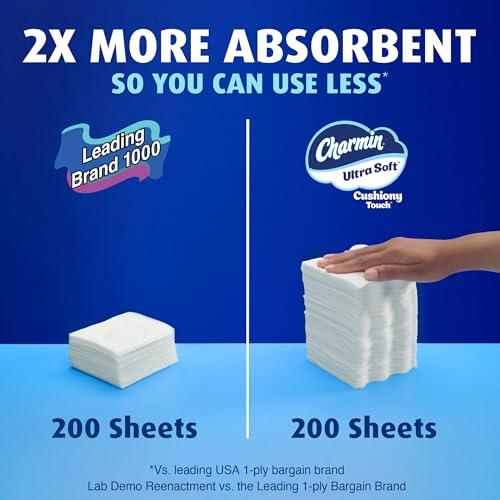 Charmin Ultra Soft Cushiony Touch Toilet Paper, 18 Family Mega XL = 126 Regular Rolls, 2-Ply, White thumbnail 6