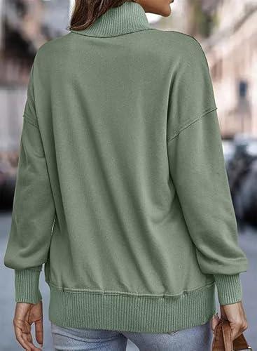 SHEWIN Womens Sweatshirt Casual Long Sleeve Lightweight Sweatshirts Loose Button V Neck Pullover Tops Fall Clothes for Women 2025,US 12-14(L),Green