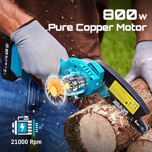 Seesii Mini Chainsaw, 6-inch Mini Chainsaw Cordless, Handheld Electric Power Chain Saw with 2 Batteries, for Tree Trimming Wood Cutting, Best Gifts for Father, Dad, Husband, Men