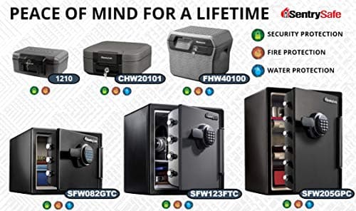 SentrySafe Fireproof Safe with Key Lock, Chest Lock Box for Home or Travel Secures Money, Documents, 0.18 Cubic Feet, 6.1 x 14.3 x 11.2 Inches, 1210 thumbnail 5