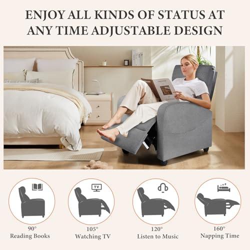 Sillón Reclinable Masajeador Sweetcrispy Ajustable con Soporte Lumbar, Compacto, Gris Oscuro