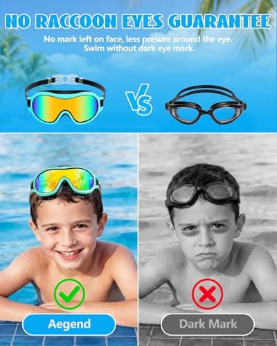 Aegend 2 Pack Swim goggles for Kids 3-15, Anti-Fog Anti-UV Wide Vision Waterproof, No leak Swimming goggles for Boys Girls thumbnail 3