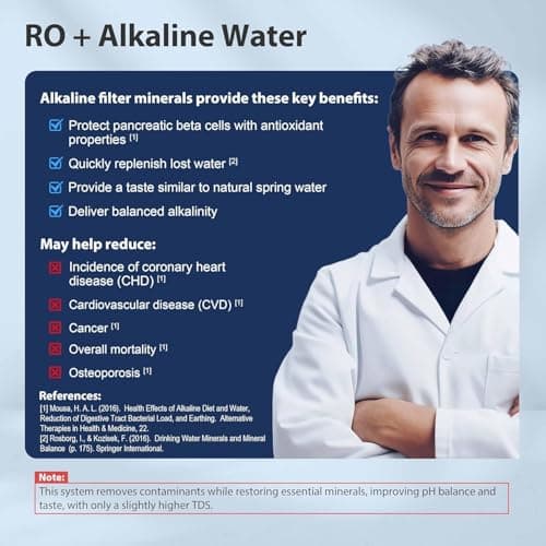 iSpring RCC7AK, NSF Certified, 75 GPD, Alkaline 6-Stage Reverse Osmosis System, pH+ Remineralization RO Water Filter System Under Sink, Patented Top-Mounted Faucet Design for Easy 