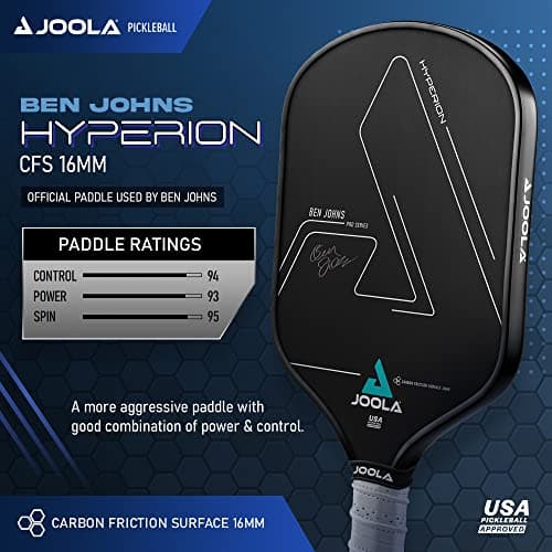 JOOLA Ben Johns Hyperion CFS Pickleball Paddle - Carbon Surface with High Grit & Spin, Elongated Handle, USAPA Approved Ben Johns Paddle thumbnail 2