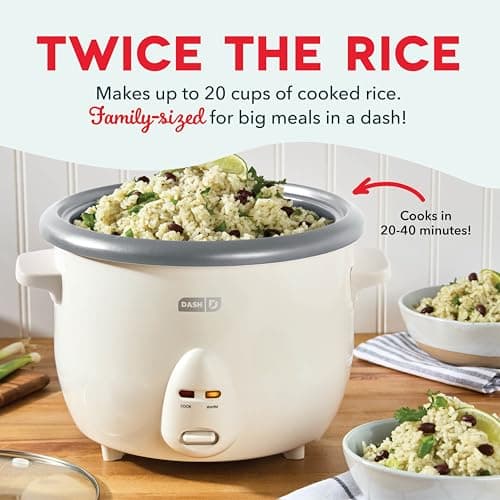 Dash Family Sized Rice Cooker - Large-Capacity Rice Cooker - Features Ceramic, Nonstick Surface & Keep Warm Function - Great for Convenient Meal Prep & Family Meals - 20 Cups Cooke thumbnail 2