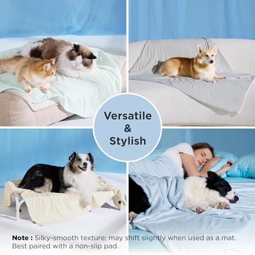 Bedsure Cooling Blanket for Large Dogs with Breathable Air-Core Fill Q-MAX>0.4 - Dog Cooling Mat Soft for Couch, Lightweight Pet Cat Throw Cold Blanket Washable for Summer, Arctic  thumbnail 6