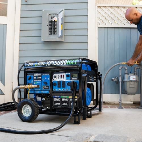 DuroMax XP13000HXT 13,000-Watt 500cc Tri Fuel Gas Propane Natural Gas Portable Generator with CO Alert, Black/Blue thumbnail 6