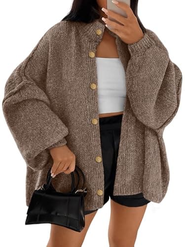 LILLUSORY Womens Oversized Chunky Cardigan Sweaters 2026 Fall Cozy Jacket | Cute Long Sleeve Old Money Clothes, Trendy Travel Airport Outfits, Winter Fashion Clothing