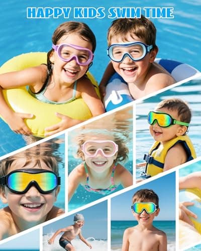 Aegend 2 Pack Swim goggles for Kids 3-15, Anti-Fog Anti-UV Wide Vision Waterproof, No leak Swimming goggles for Boys Girls thumbnail 8