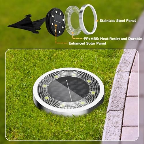 INCX Solar Ground Lights,16 Pack Solar Lights Outdoor Waterproof, Solar Garden Lights Landscape Lighting for Patio Pathway Lawn Yard Deck Driveway Walkway, Cold White thumbnail 8