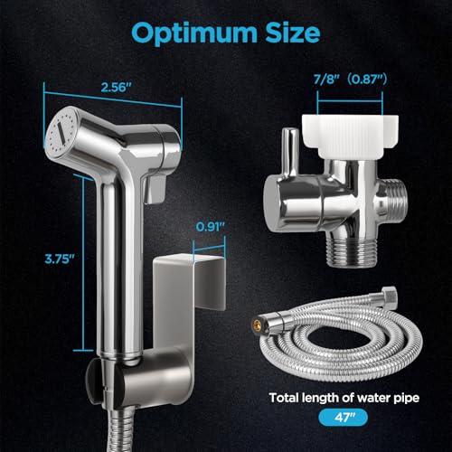 Handheld Bidet Sprayer for Toilet, Adjustable Pressure Feminine Wash - Stainless Steel Easy Install Hand Held Shattaf Spray Hose with Shut-Off Valve, Perfect as Diaper Sprayer, Pos thumbnail 5