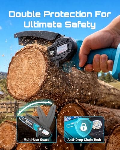 Seesii Mini Chainsaw, 6-inch Mini Chainsaw Cordless, Handheld Electric Power Chain Saw with 2 Batteries, for Tree Trimming Wood Cutting, Best Gifts for Father, Dad, Husband, Men thumbnail 7